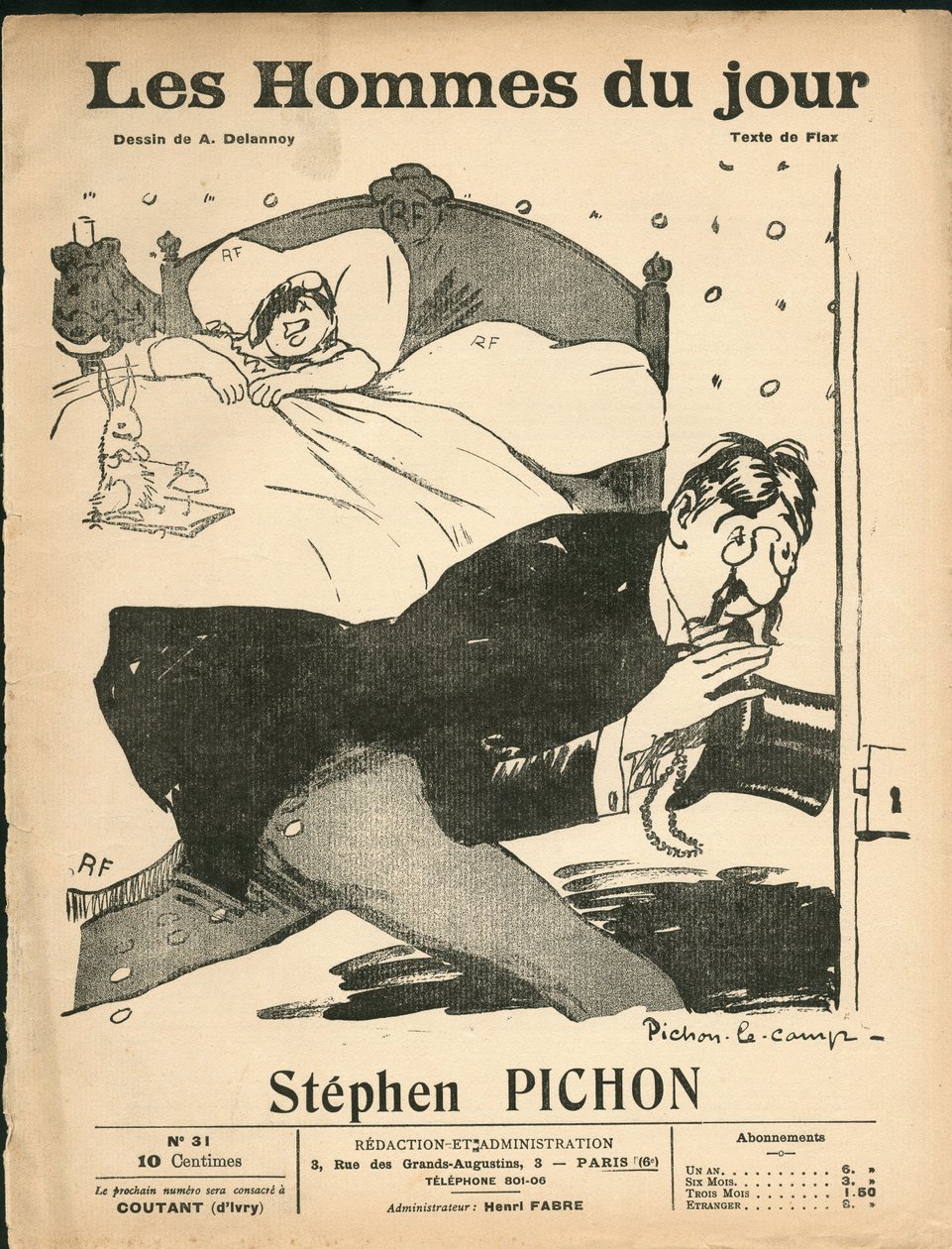 Obálka „“The Men of the Day“, cca 1905 – Ilustrace Aristide Delannoy (1874–1911): Ložnice – Marianne, Pichon Stephen (1857–1933) od Aristide Delannoy