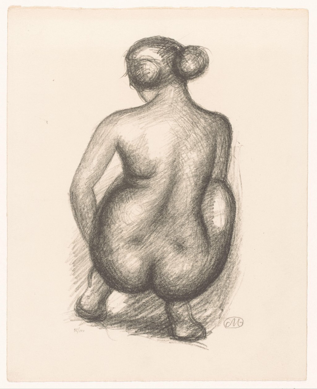 Dřepící nahá žena při pohledu zezadu Femme accroupie de dos (původní název) od Aristide Maillol (signed by artist)