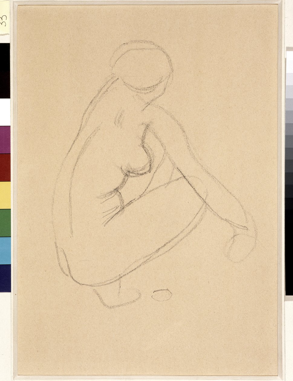 Nahý dřep. Kresba Aristida Maillola (1861-1944). Tužka na papíře. Rozměr: 32 x 23 cm. Musee Cantini, Marseille od Aristide Maillol