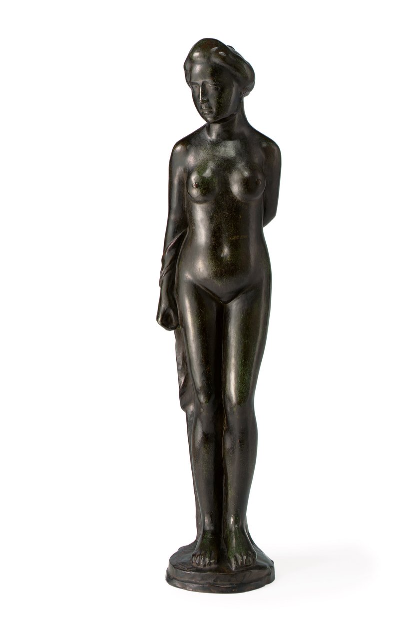 Stojící koupající se závěsem přes pravou paži; Baigneuse debout drapee sur le bras droit od Aristide Maillol