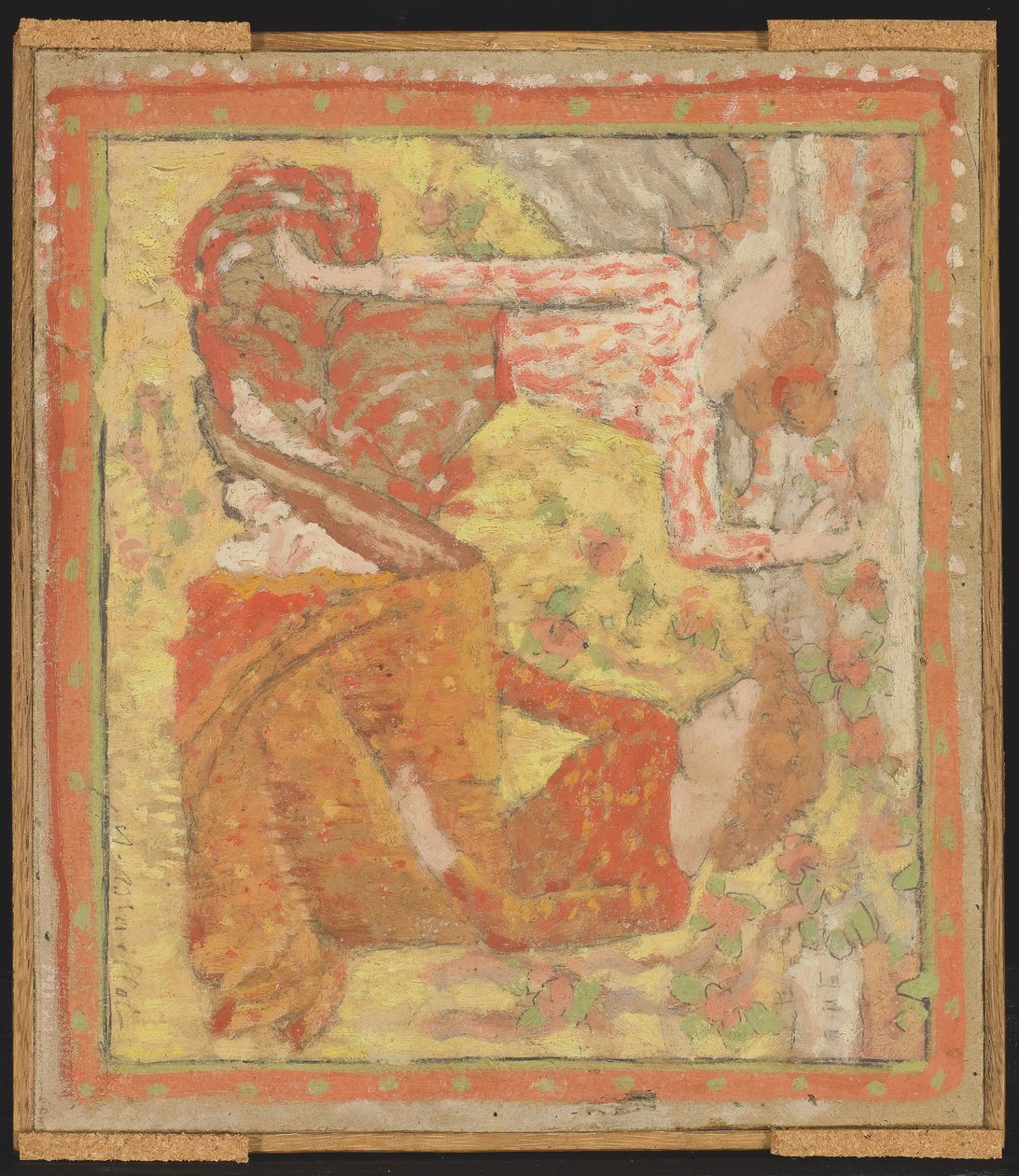 Dvě mladé dívky v sadu (projekt na gobelín), kolem 1895-1900 (olej, tempera a grafit na kartonu připevněném na panelu) od Aristide Maillol