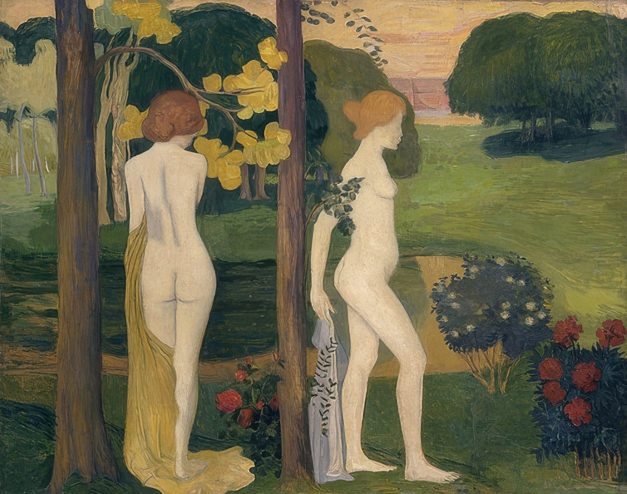 Dva ženské akty v krajině (Deux nus dans un paysage). Kolem roku 1895/1900 od Aristide Maillol
