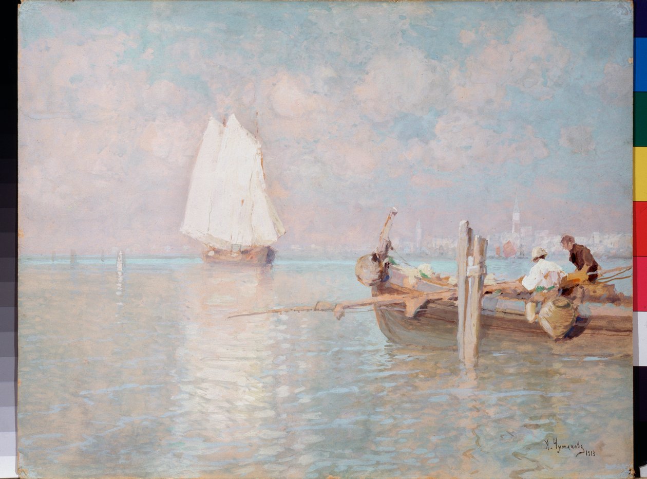 Benátský záliv (Itálie) - Benátský záliv - Malba Arkadi Afanasjeviče Chumakova (Tchoumakova) (1868-1948), olej na plátně od Arkadi Afanasyevich Chumakov