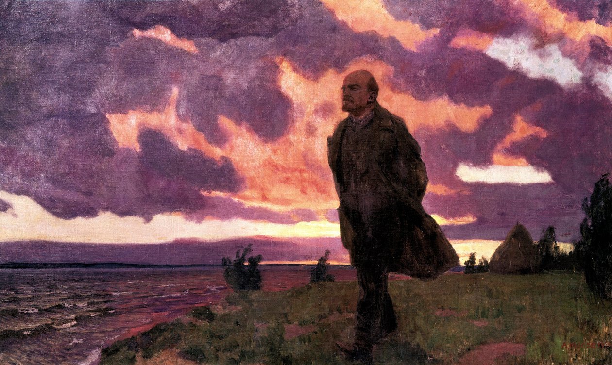 "Lenin a Razliv", obraz Arkady Aleksandrovič Rylov od Arkadij Aleksandrovic Rylov