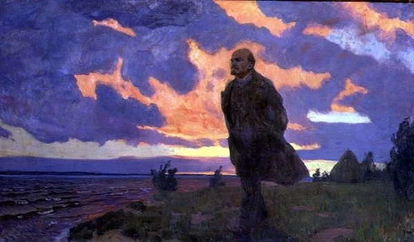 Vladimír Iljič Lenin (1870-1924) na pobřeží od Arkadij Aleksandrovic Rylov