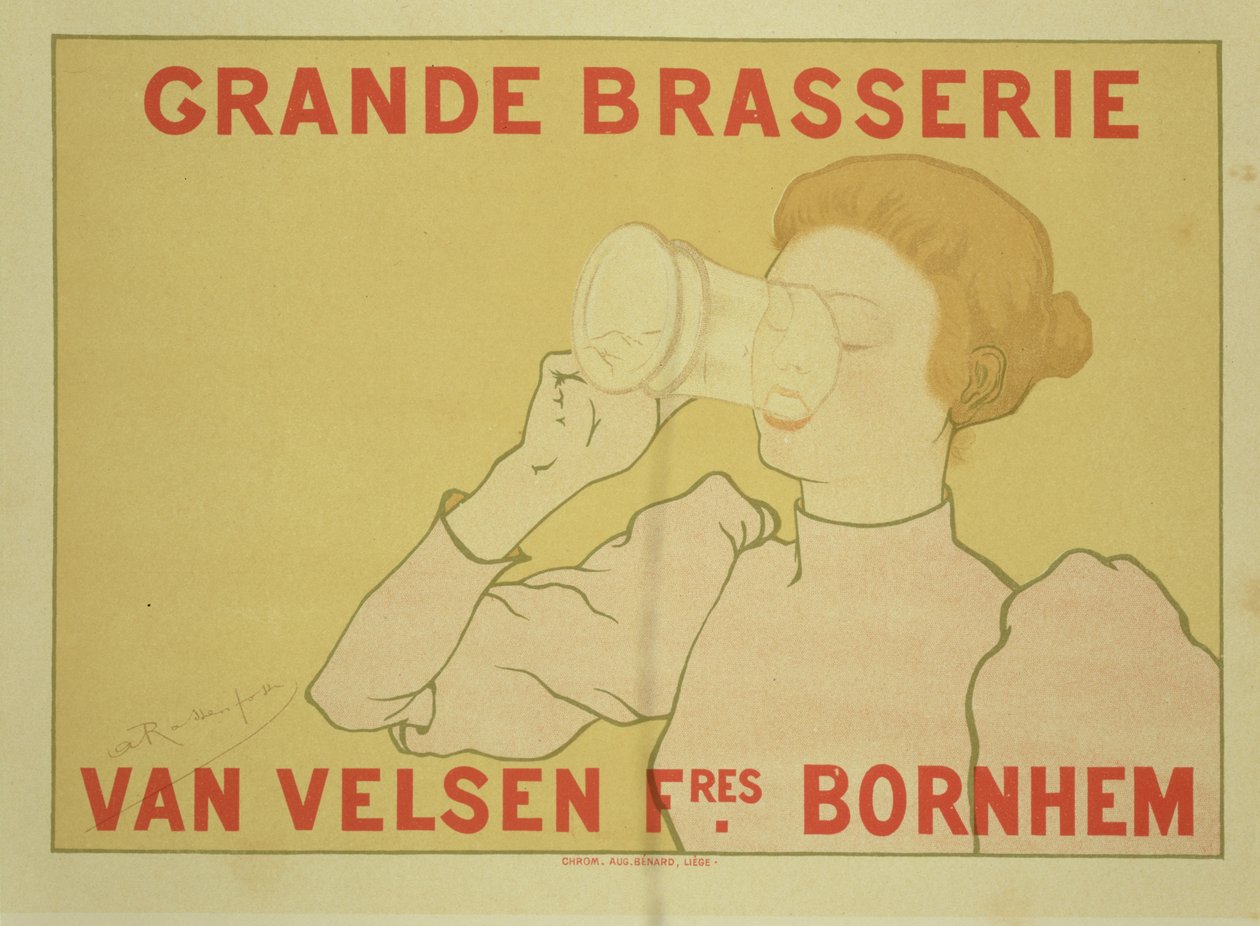 Reprodukce reklamního plakátu "Grande Brasserie Van Velsen", 1894. od Armand Rassenfosse