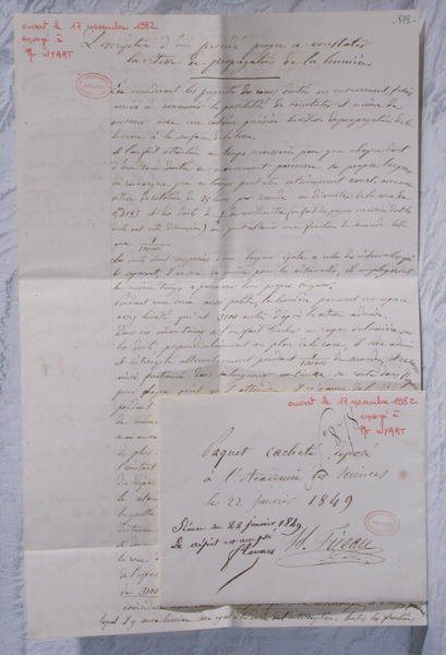 Dopis popisující Fizeauovy experimenty k určení rychlosti světla od Armand Hippolyte Louis Fizeau