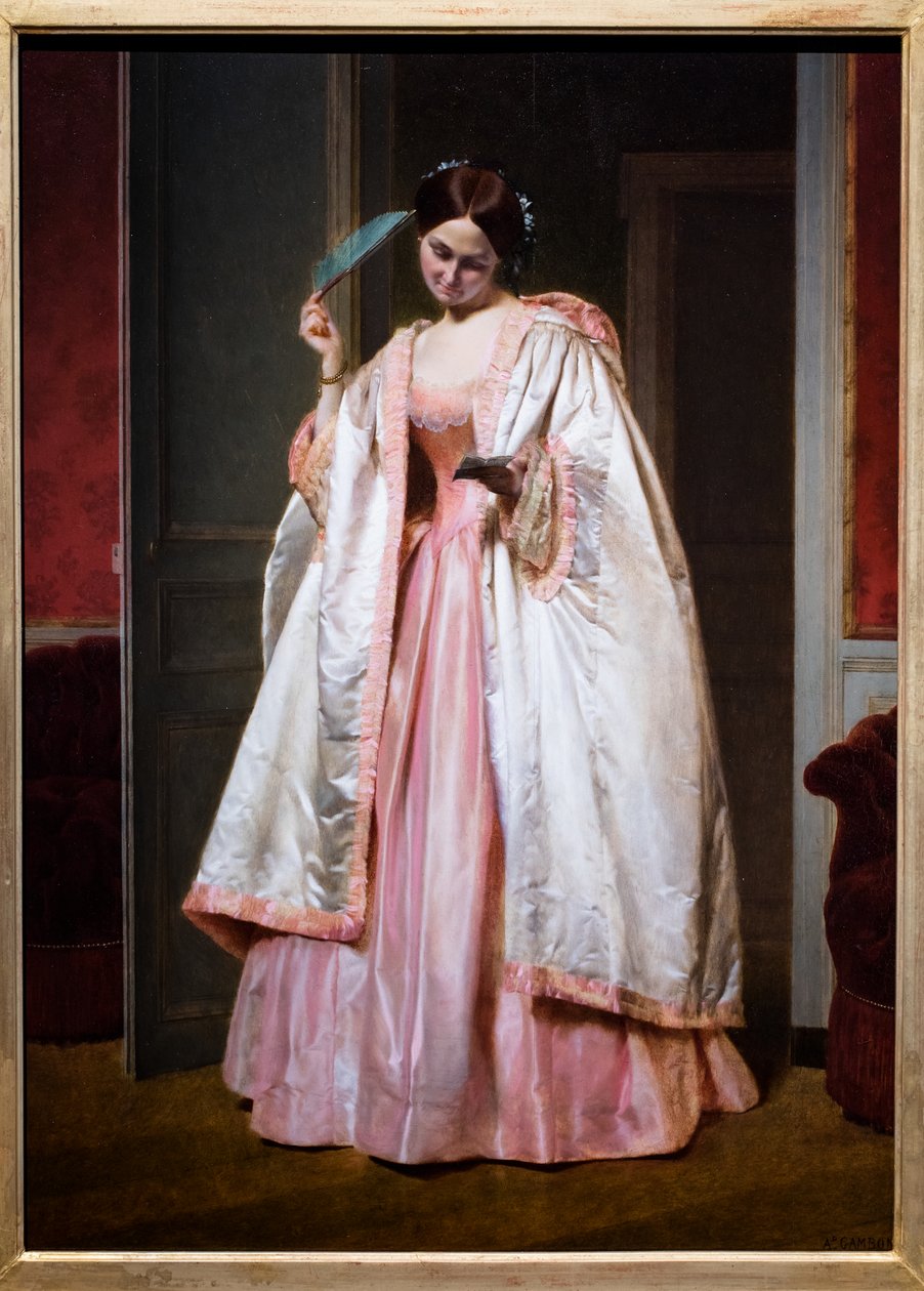 Mladá dívka čtoucí dopis, asi 1851 (olej na dřevě) od Armand Cambon