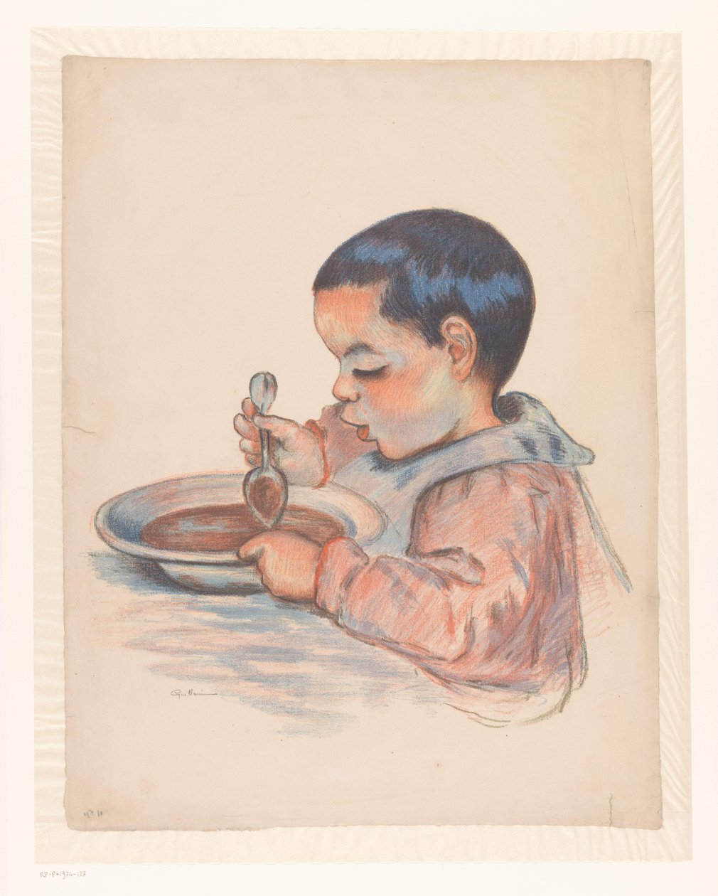Dítě jíst polévku od Armand Guillaumin