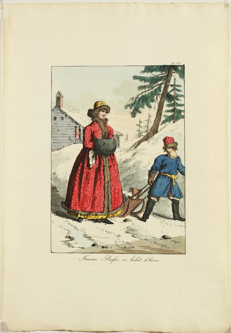 Ruské zimní oblečení od Moeurs et Costumes des Russes, 1817 od Armand Gustave Haubigant