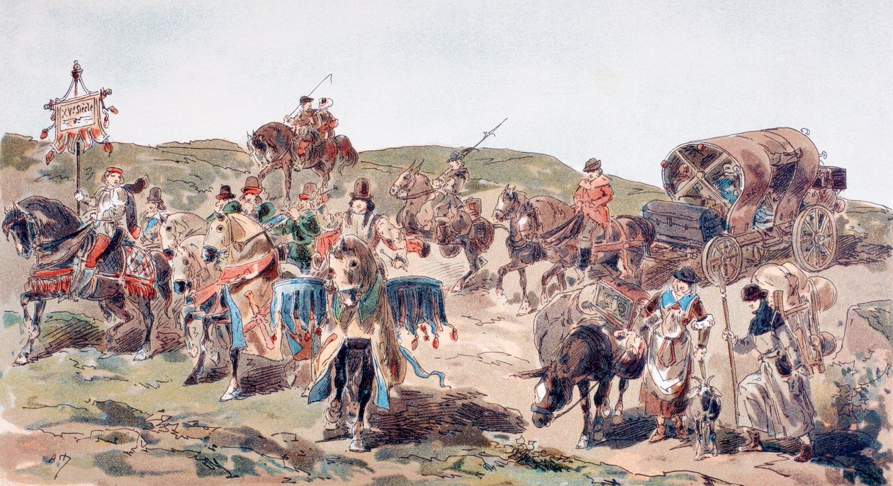 Vůz cestující s doprovodem v 15. století, 1886 od Armand Jean Heins