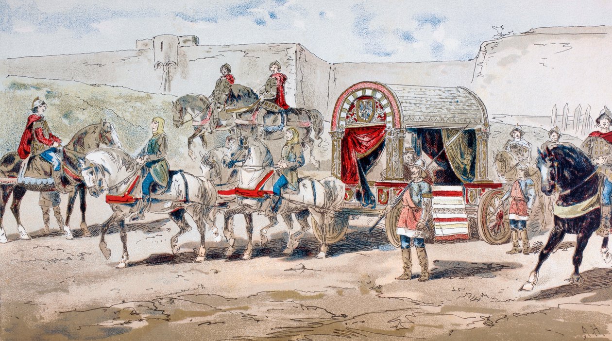 Královský kočár tažený koňmi z 9. století, 1886 od Armand Jean Heins