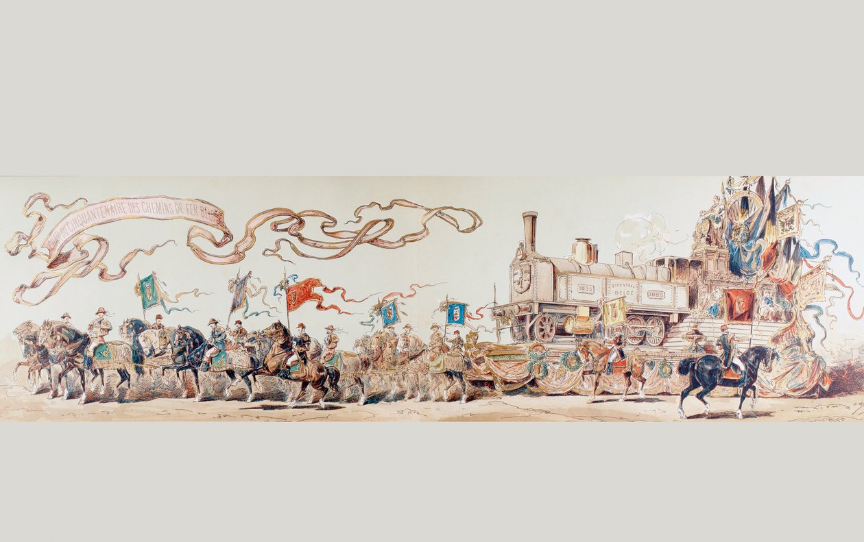 Obrázek Oslava 50 let belgického železničního systému od roku 1835 do roku 1885, 1886 od Armand Jean Heins