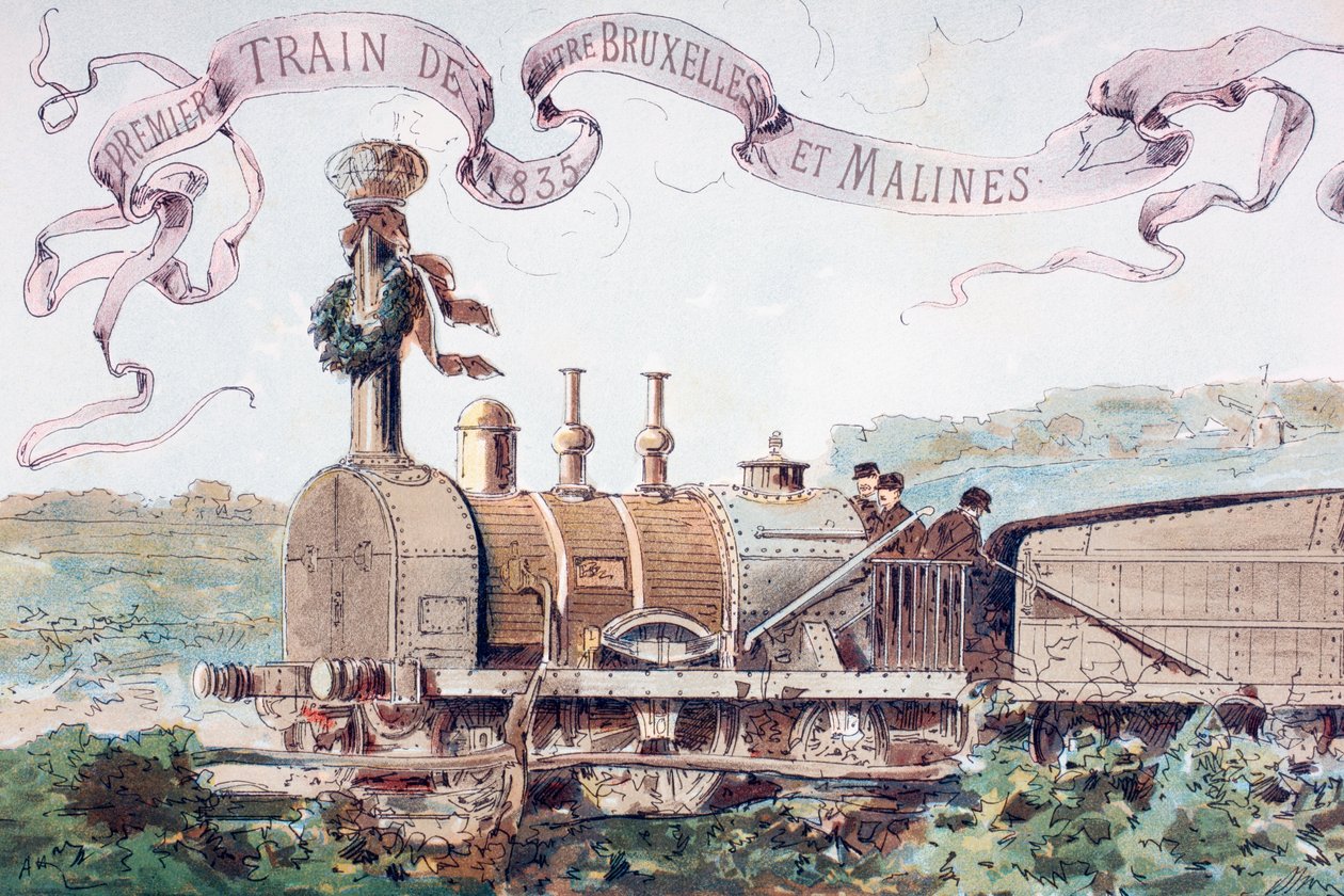Obrázek Oslava prvního vlaku z Bruselu do Mechlinu v roce 1835, 1886 od Armand Jean Heins