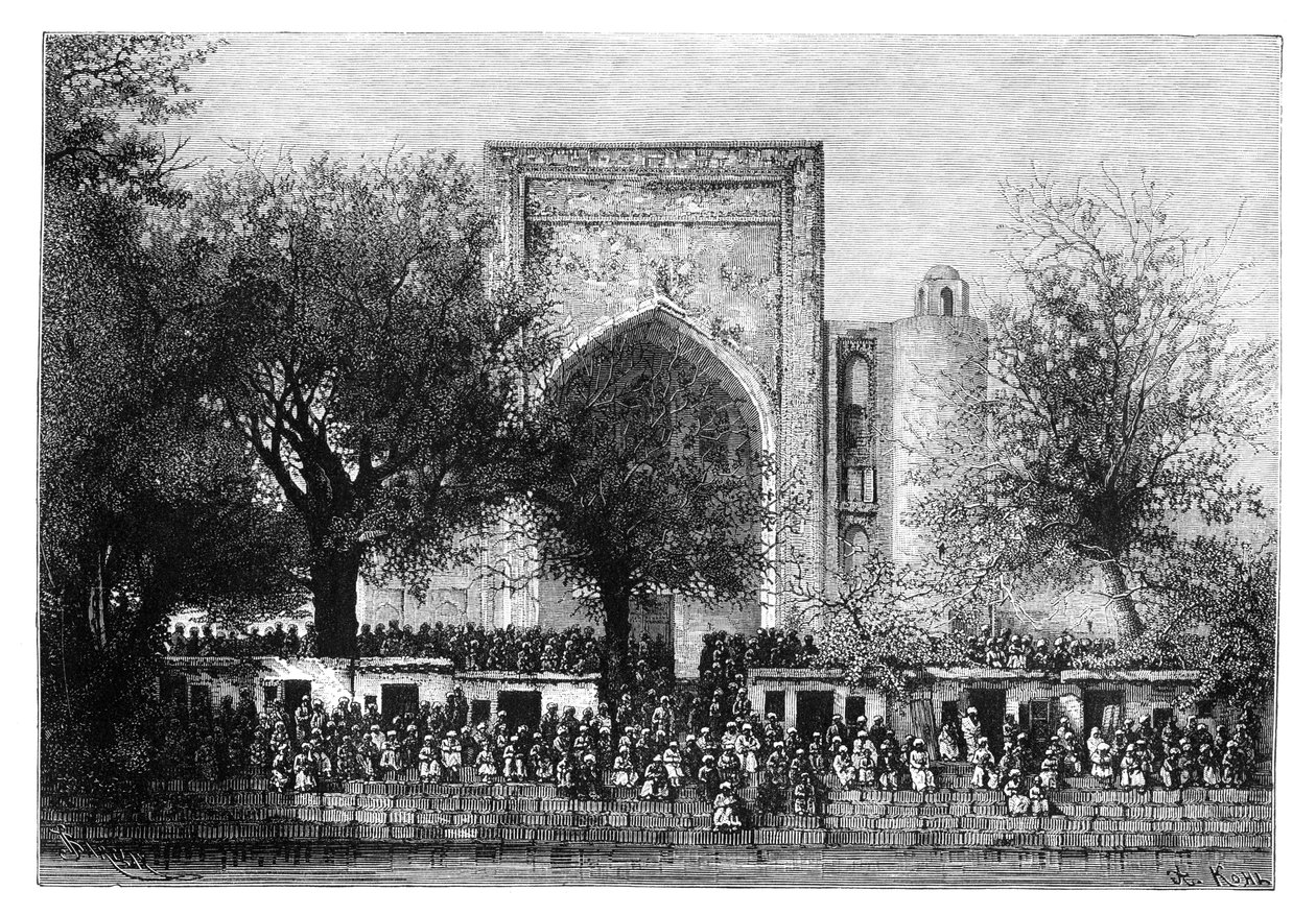Shromáždění před mešitou v Buchara, Uzbekistán, 1895. od Armand Kohl