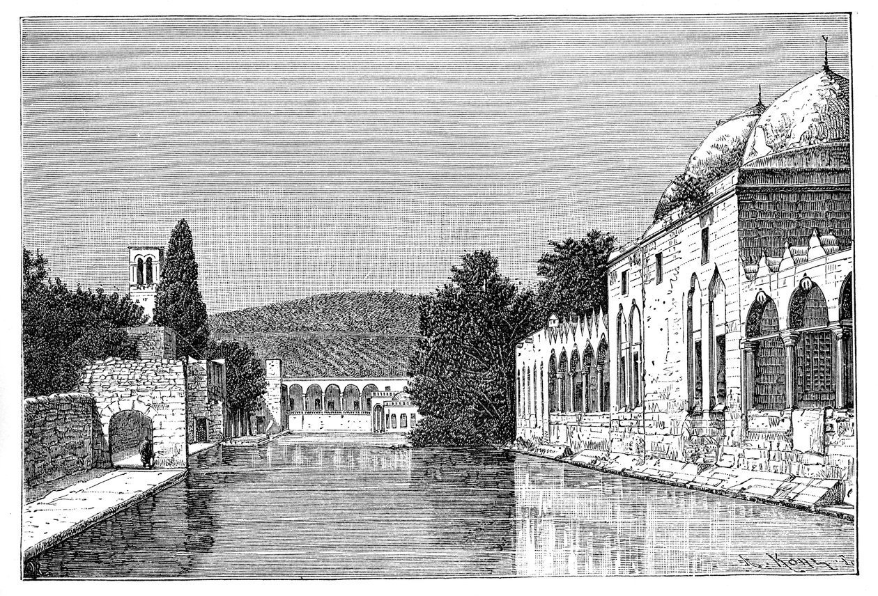 Mešita a fontána Abrahamova, Ofra At Tayyibah, Západní břeh, Izrael, 1895. od Armand Kohl