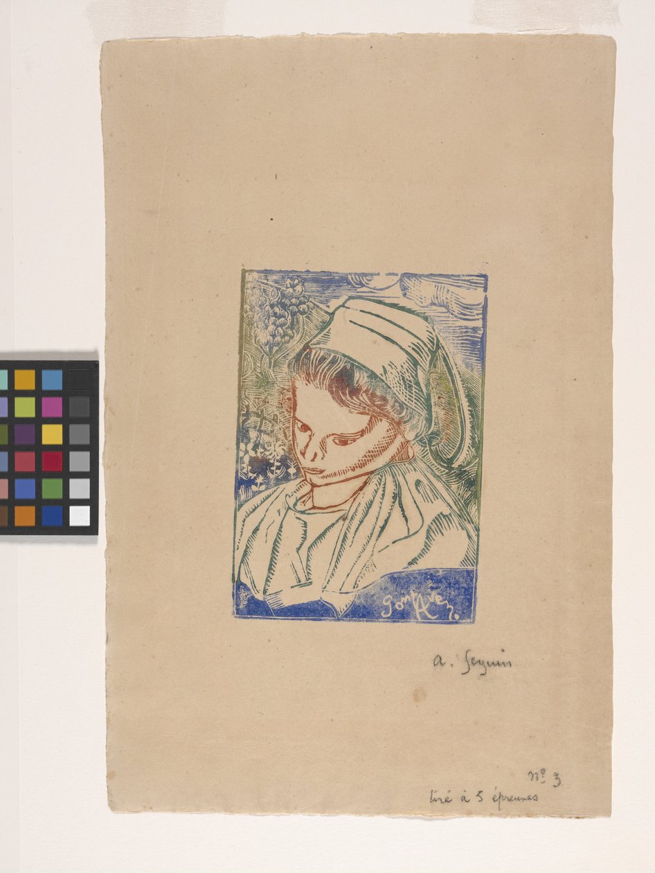 Breton de Pont-Aven (Breton Woman From Pont-Aven) (WoodBlock tisk s omalovánky) od Armand Séguin