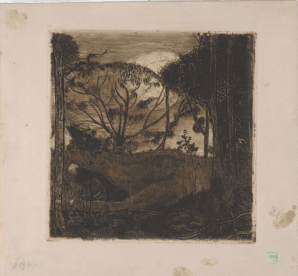 Večer (večer) nebo Gleaneuse (The Gleaner) 1893 (leptání, Aquatint, Lavis & Roulette) od Armand Séguin