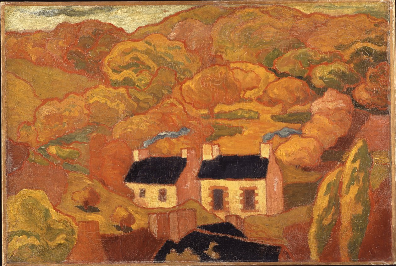 Dvě doškové chaloupky (Les deux chaumieres) kolem roku 1893-94 (olej na plátně) od Armand Séguin