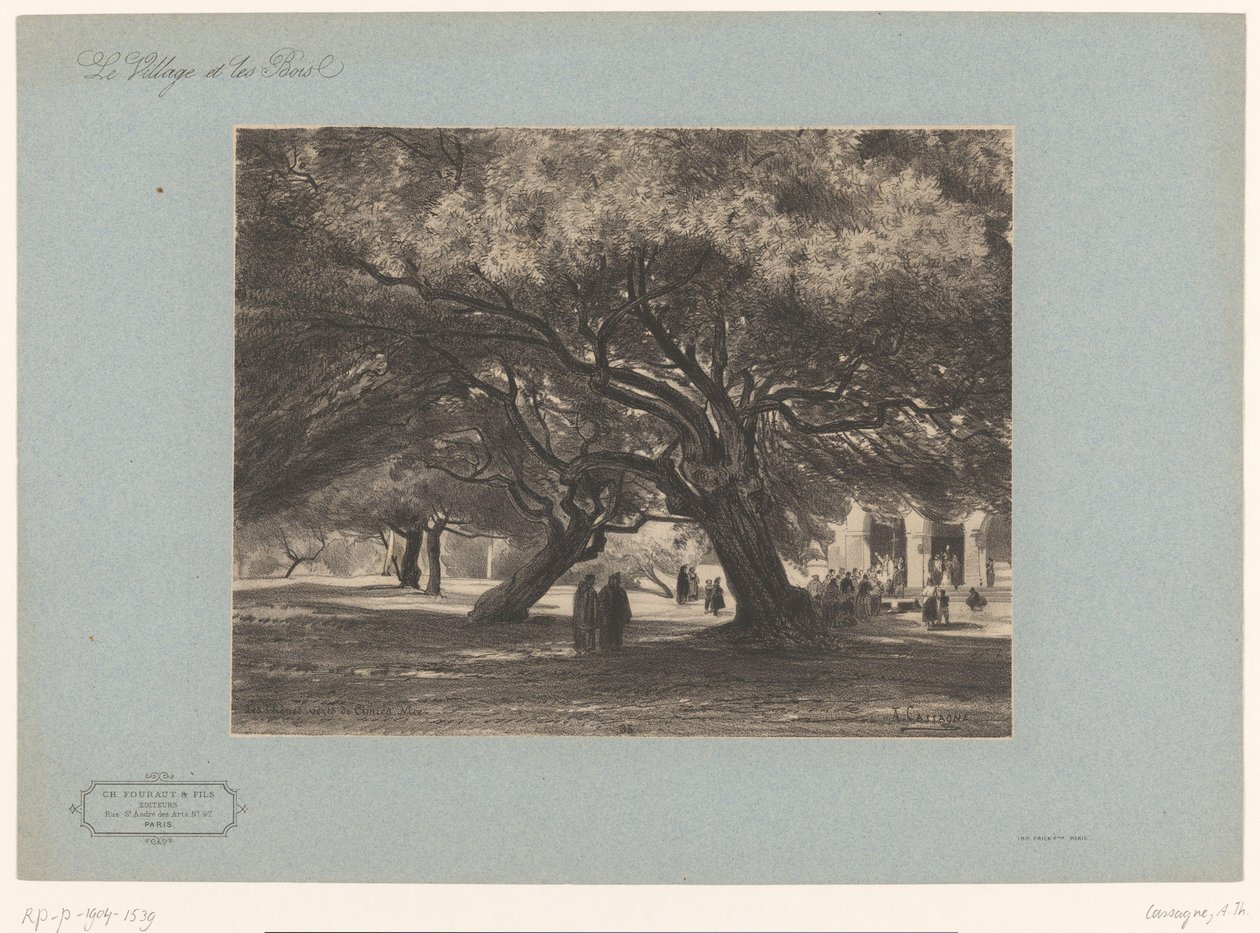 Duby u kostela Cimiez Les Chênes verts de Cimiés, Nice (název na objektu) Krajiny s vesnicemi a lesy (název série) Le village et les bois (název série na objektu) od Armand Theophile Cassagne