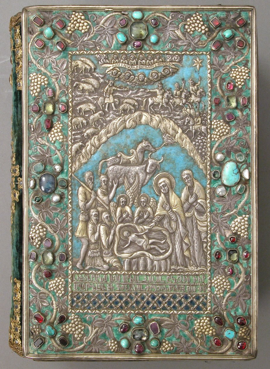 Evangelium se stříbrným přebalem, 1691 (stříbro, zlacení, šperky, smalt) od Armenian School