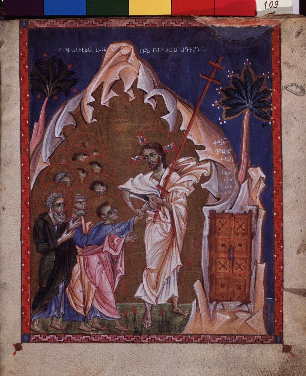 Nevěra svatého Tomáše. Iluminace mistra Codexu Matenadaran (13. století), miniatura, akvarel na pergamenu od Armenian School