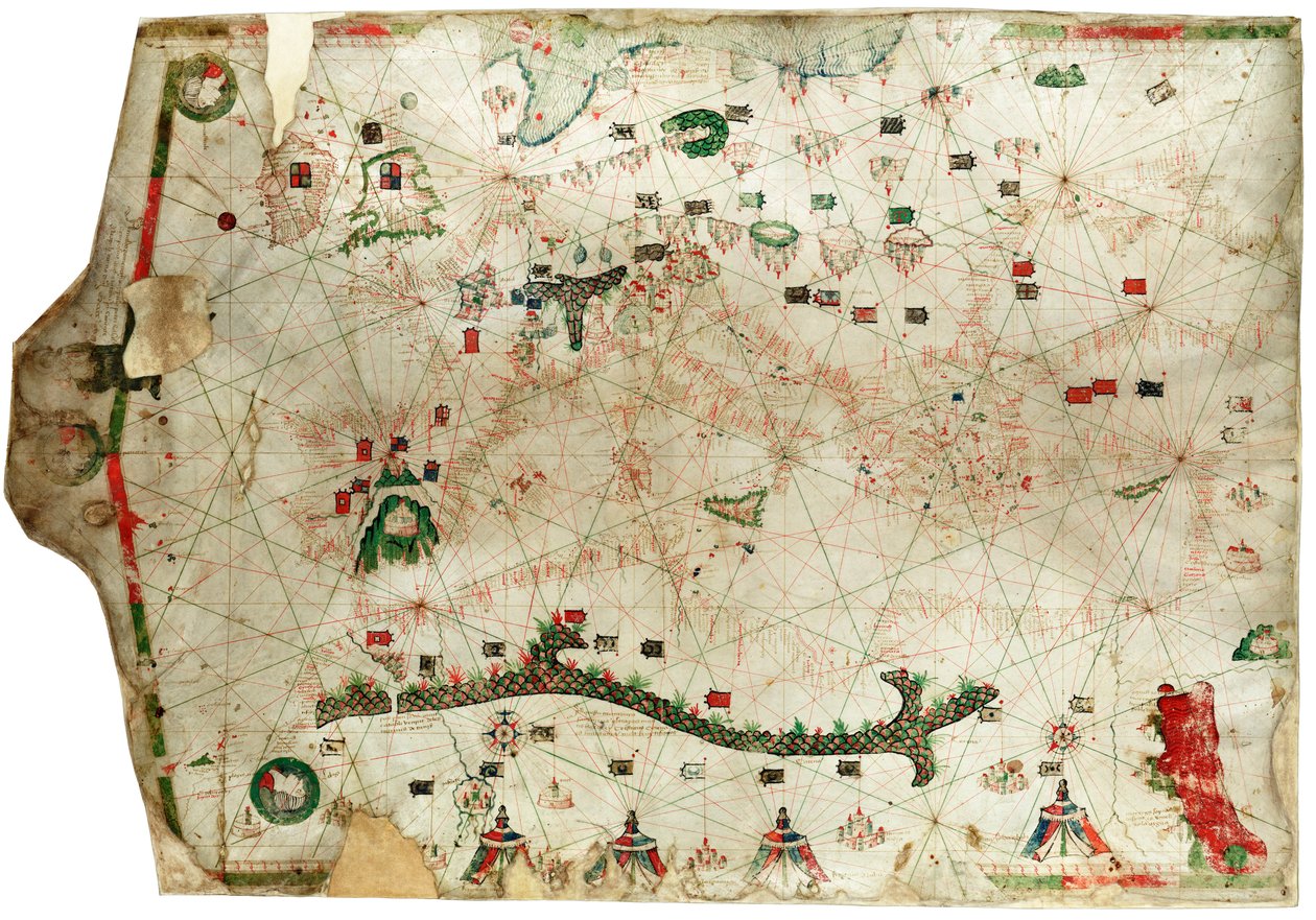 Středomořská mapa zobrazující severovýchodní Atlantik od Arnaldus Domenech