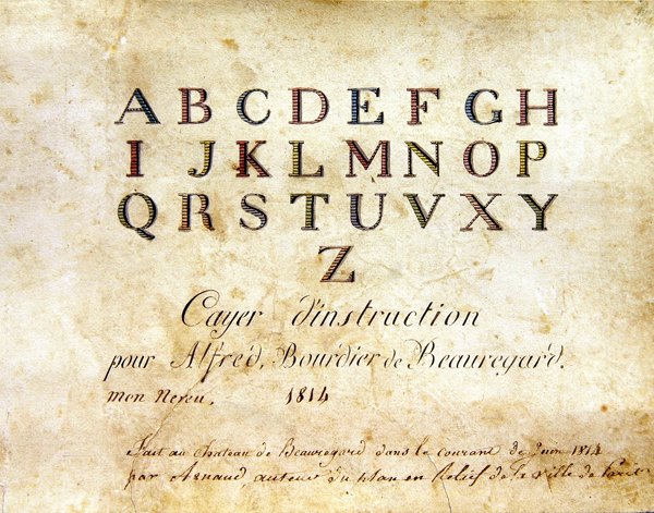 Titulní strana, "Francouzská abeceda z roku 1814", vydavatel Charles Plante Fine Arts od Arnaud de Beauregard