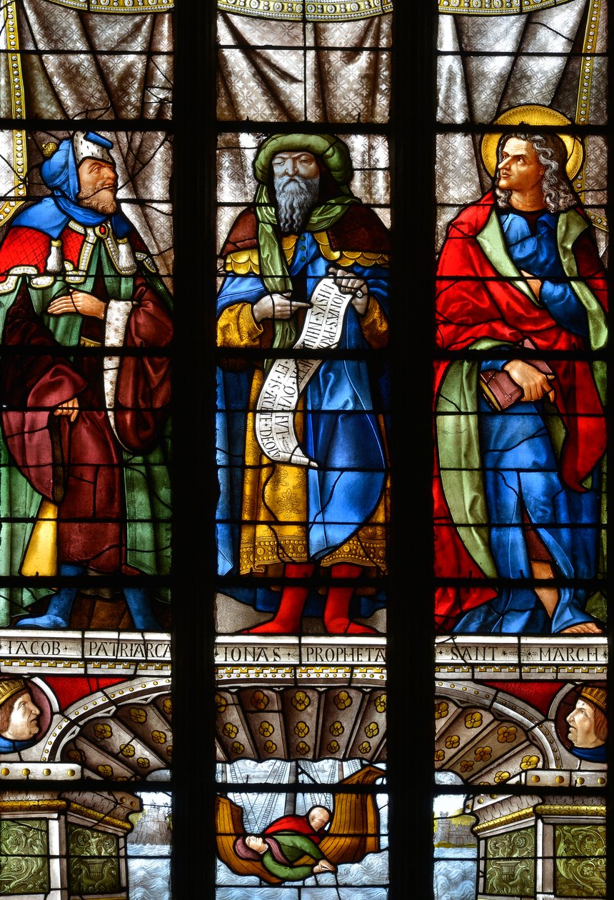 Jacob, Jonas and Saint Mark - Vitráže v kapli svaté Anny, Arnaud de Moles (1470-1520) dokončena v roce 1513 - Cathedrale Sainte Marie d