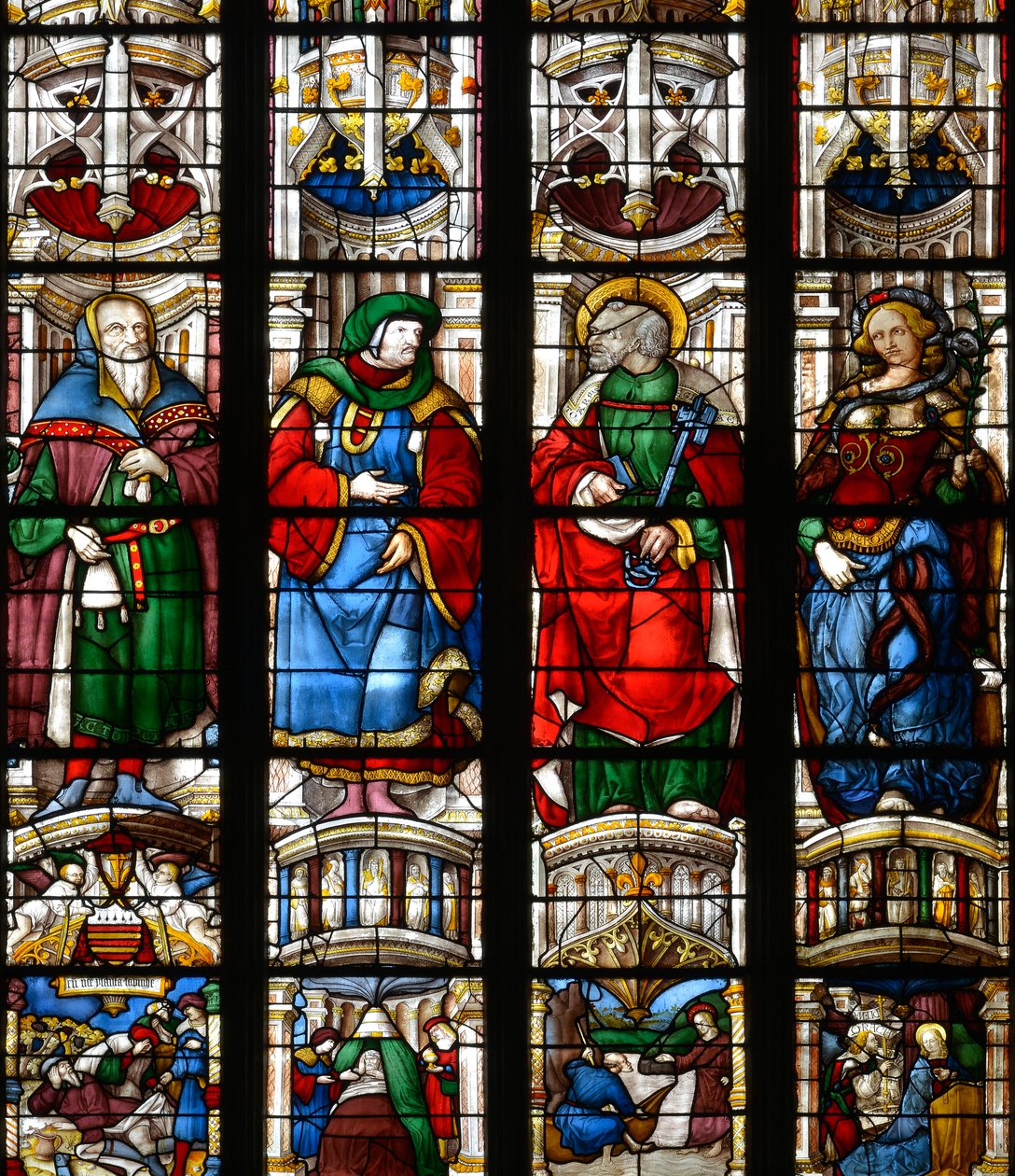 Noe, Ezechiel, Saint Peter, Sibyla z Erythree - Vitráže v kapli Svatého Srdce Panny Marie, Arnaud de Moles (1470-1520) dokončena v roce 1513 - Cathedrale Sainte Marie d