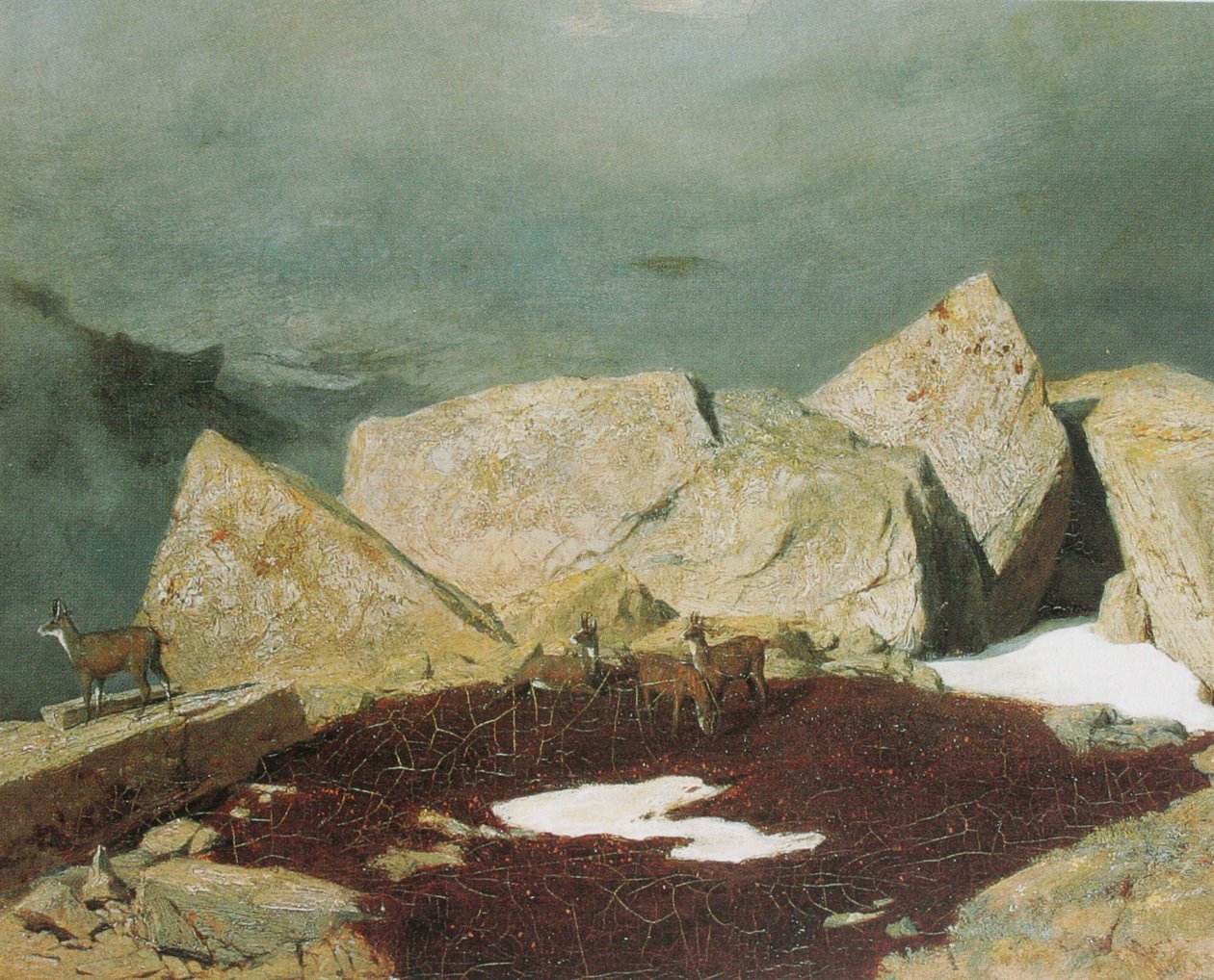 Vysoké hory s kamzíky od Arnold Böcklin