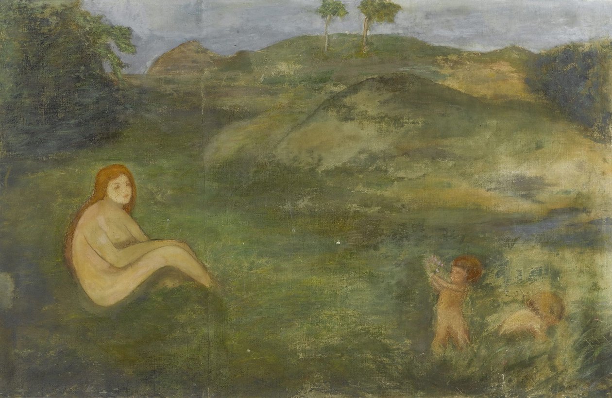 Nymfa na louce jako zástupce prehistorických dob (1858) od Arnold Böcklin