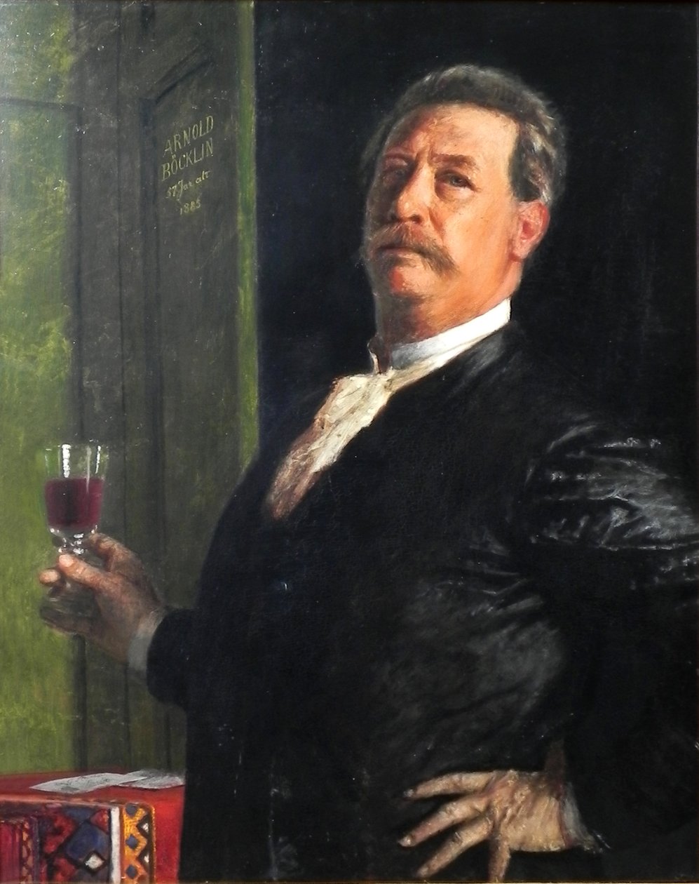 Autoportrét se sklenkou vína od Arnold Böcklin