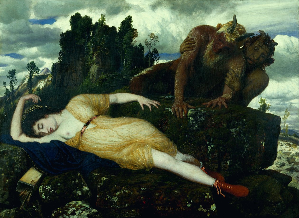 Spící Diana sledovaná dvěma fauny od Arnold Böcklin