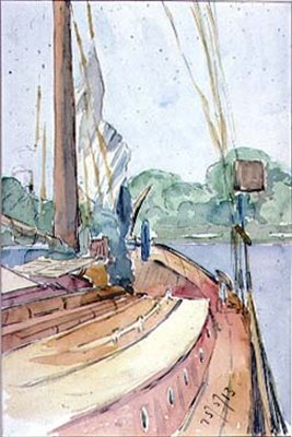 Paluba holandské jachty, 1913 (wc na papíře) od Arnold 1867 1931 Bennett