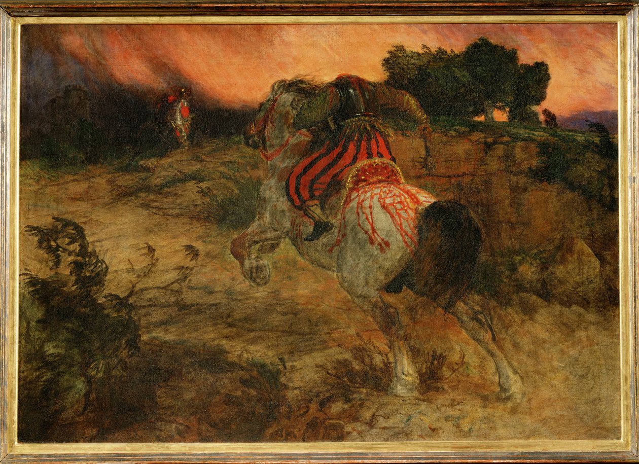 Astolphe prchá s hlavou obra Orrila -1874 ... (malba na plátně) od Arnold Böcklin
