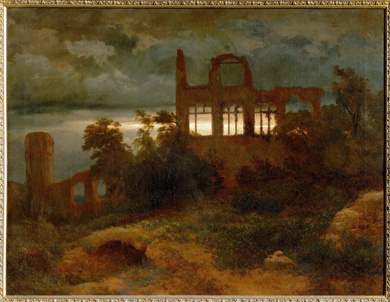 Burgruine - Zřícenina hradu ... (malba na plátně) od Arnold Böcklin