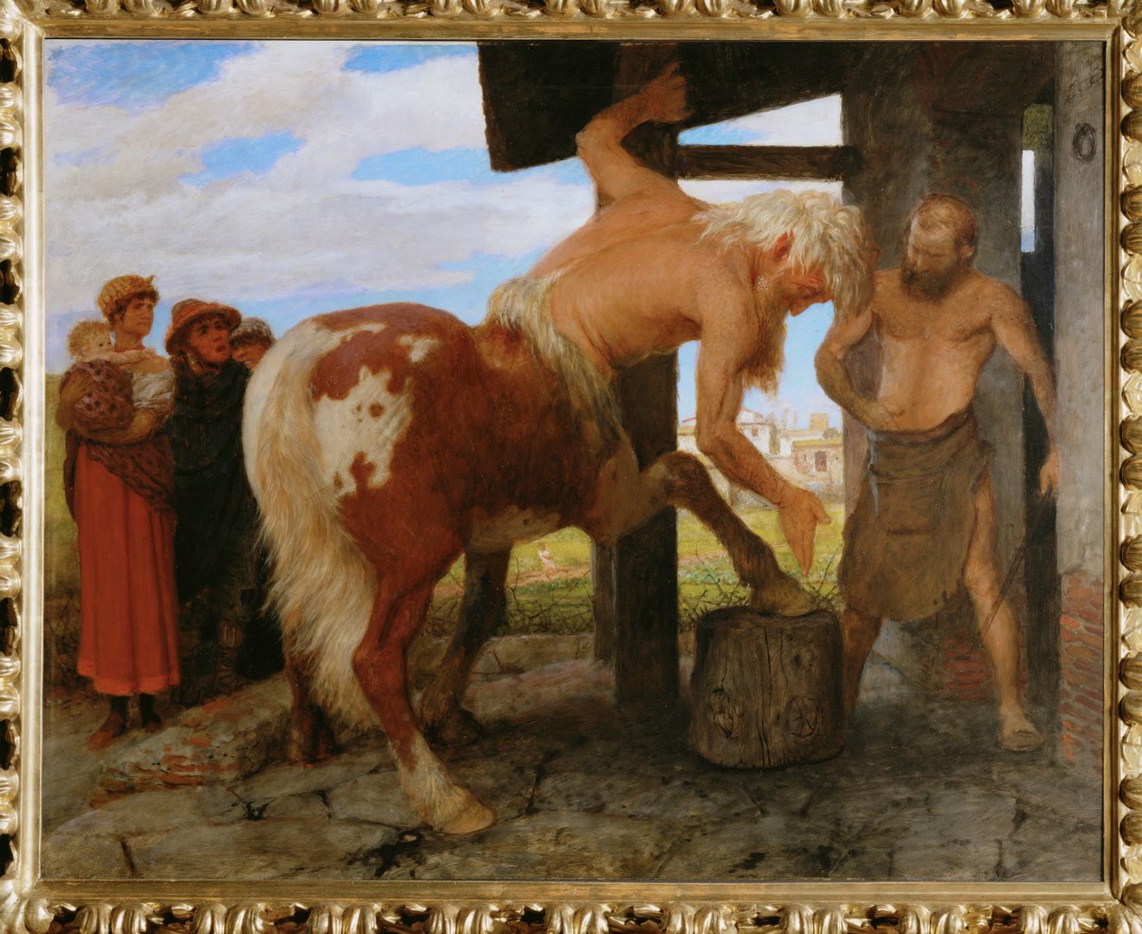 Kentaur in der Dorfschmiede - Kentaur ve vesnické kovárně ... od Arnold Böcklin