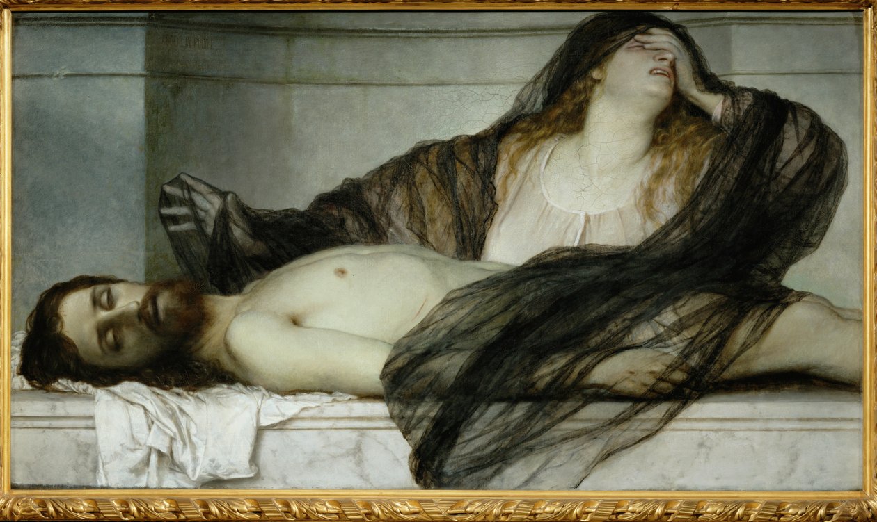 Maria Magdalena beweint den toten Christus - Marie Magdalena lituje mrtvého Krista... (malba na plátně) od Arnold Böcklin