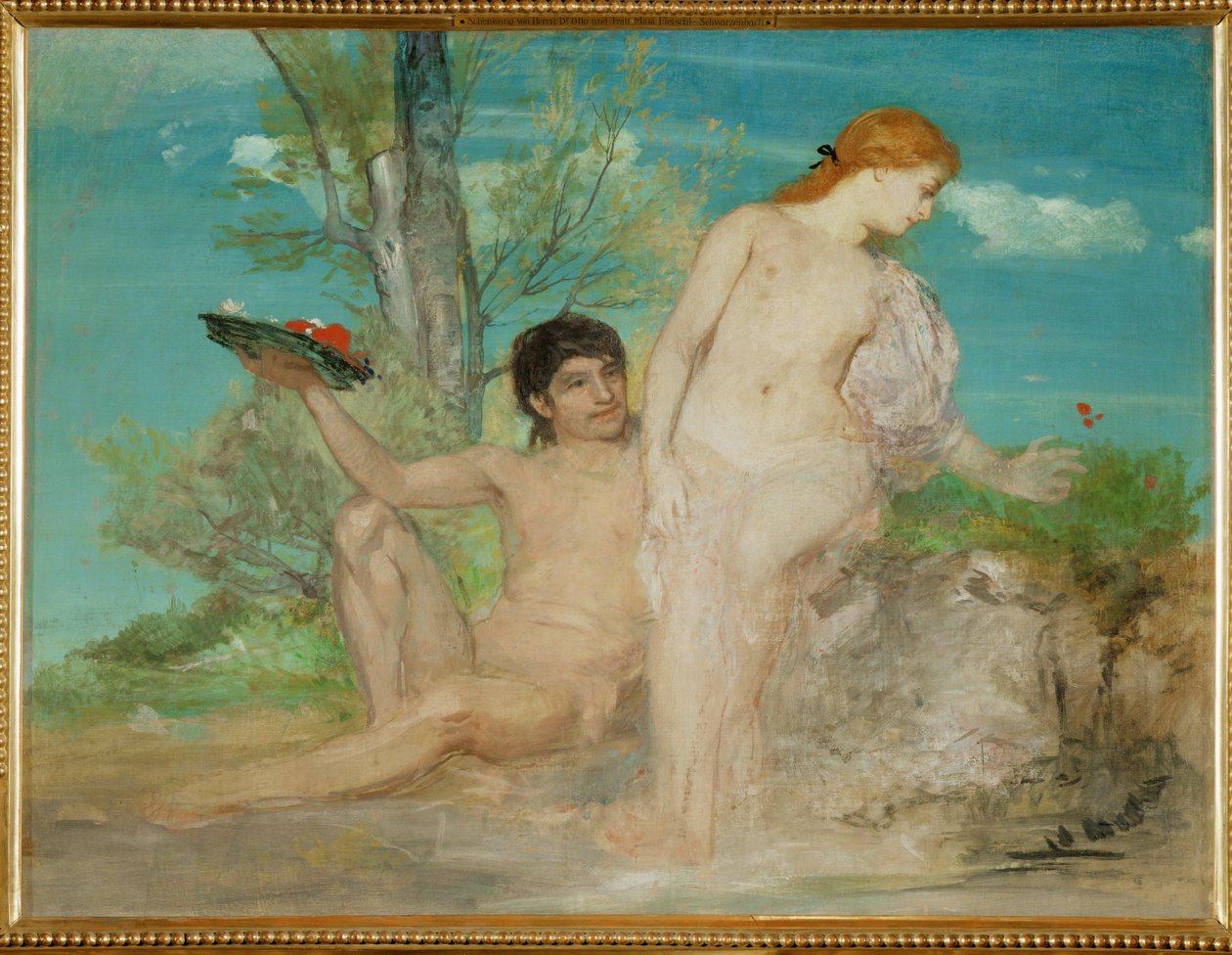 Paar vor einer Baumgruppe - Pár před skupinou stromů... (malba na plátně) od Arnold Böcklin
