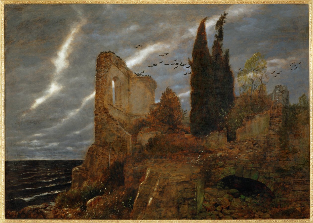 Ruine am Meer - Zřícenina na břehu moře... (malba na plátně) od Arnold Böcklin