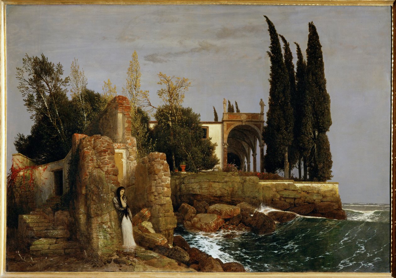 Vila na břehu moře ... (malba na plátně) od Arnold Böcklin