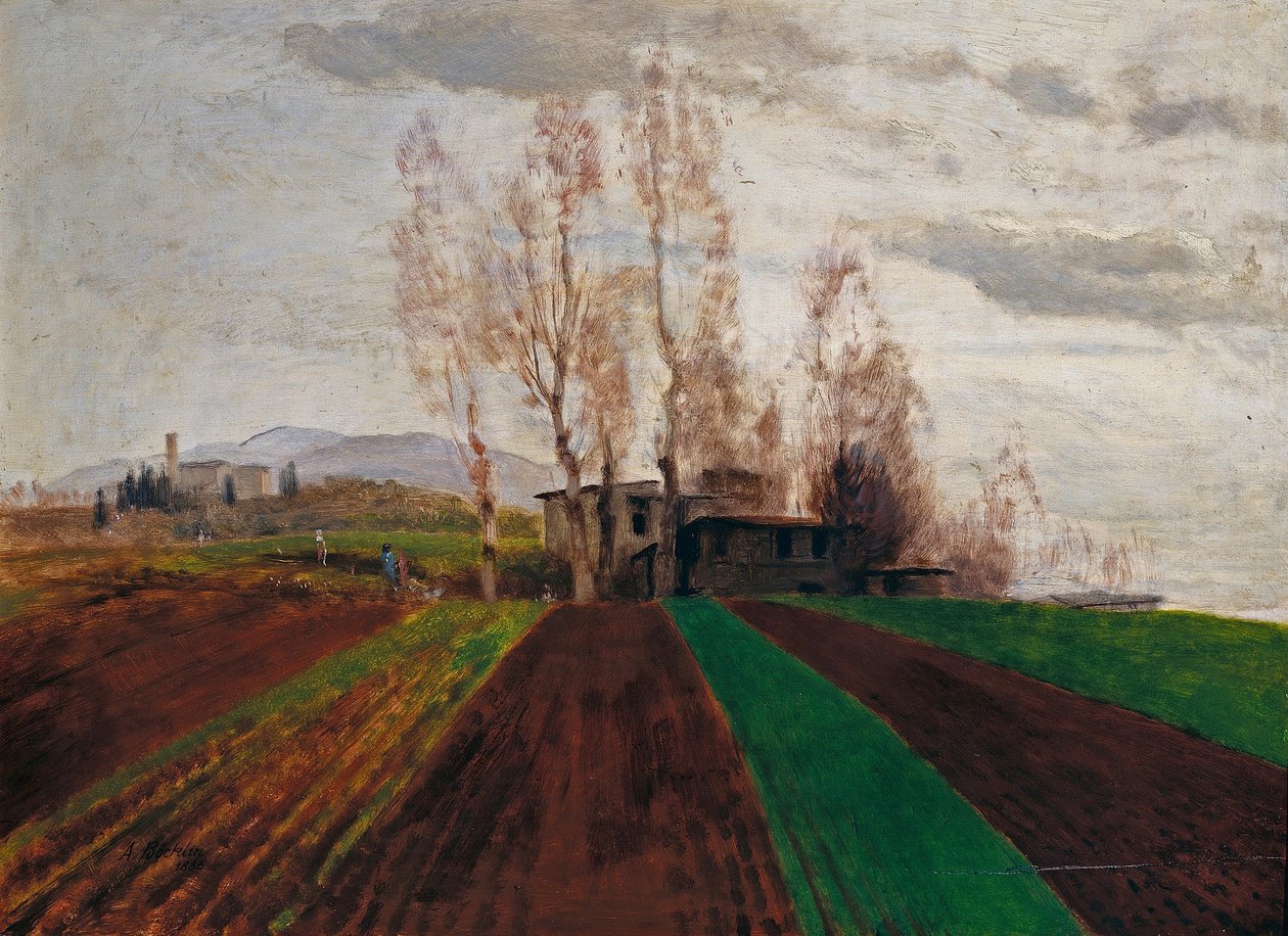 Zemědělská půda brzy na jaře / Zorané pole brzy na jaře od Arnold Böcklin