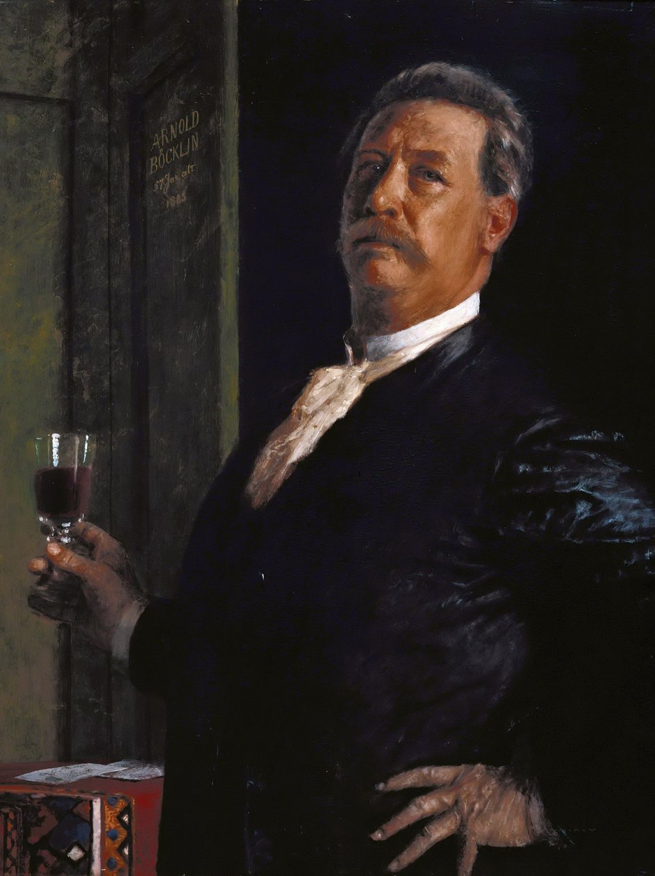 Autoportrét se sklenkou na víno, 1885. od Arnold Böcklin
