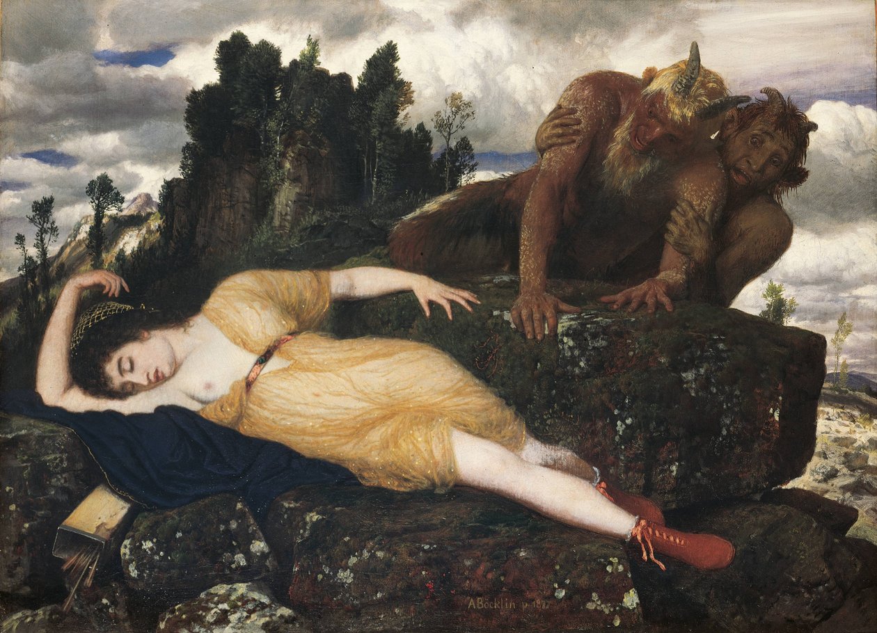 Spící Diana sledovaná dvěma fauny, 1877 od Arnold Böcklin