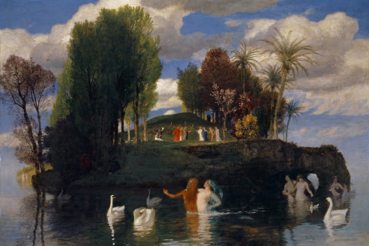 The Island of the Living, 1888 (olej na mahagonovém dřevě) od Arnold Böcklin