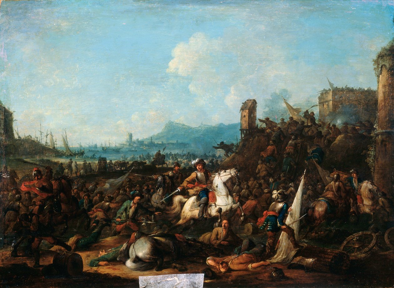 „Obležení La Rochelle v říjnu 1628“, počátek 18. století od Arnold Frans Rubens