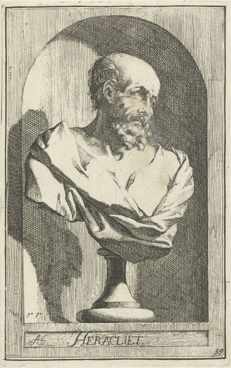Busta Herakleita Herakleit (název na předmětu) Čtyřicet jedna kusů, několik soch Sinne (název série) od Arnold Houbraken