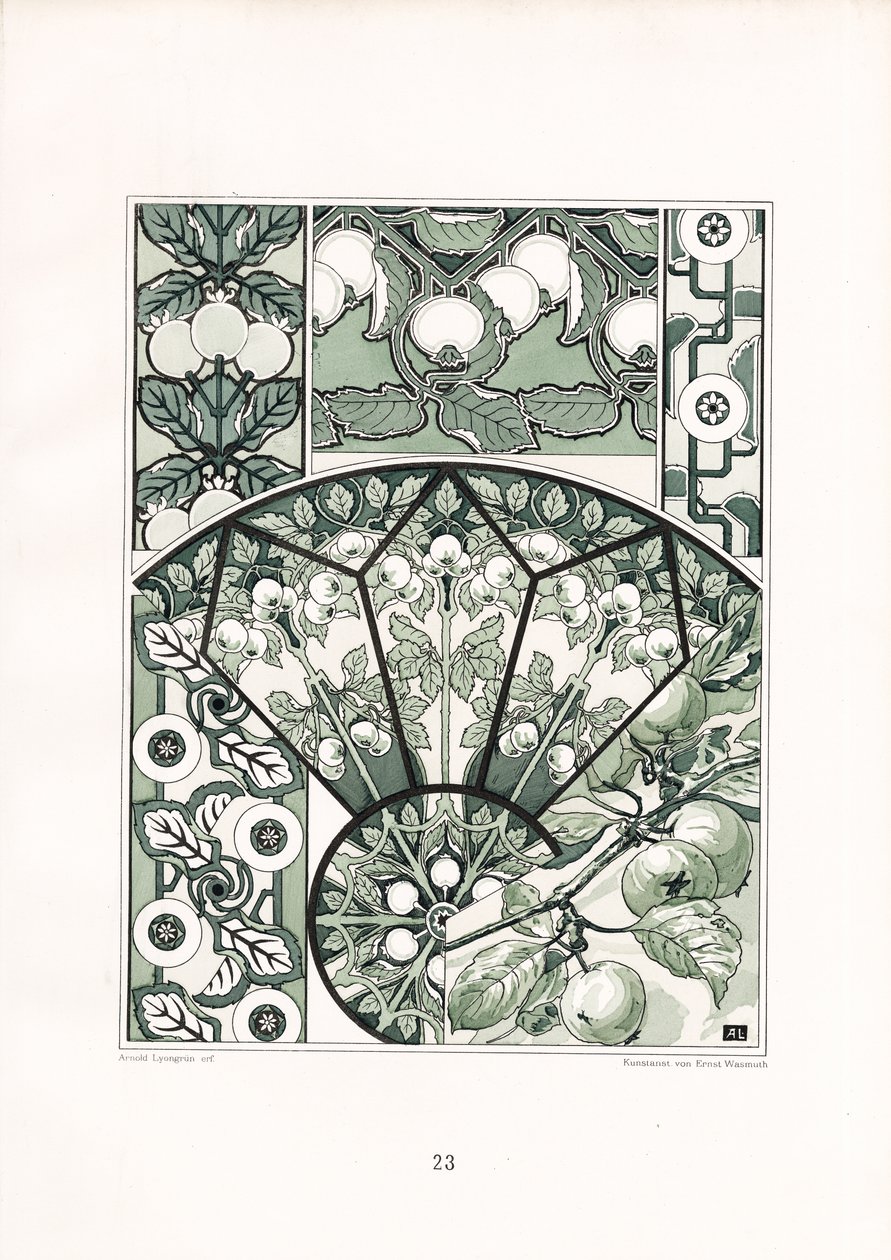 Motivy ovoce v zelených tónech (litografie) od Arnold Lyongrün