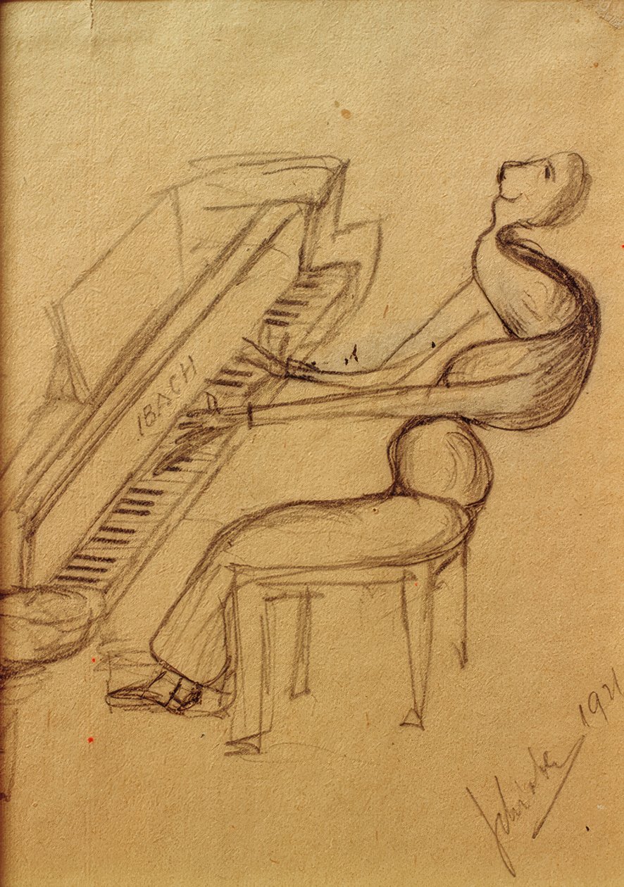 karikatura (klavírista) od Arnold Schönberg
